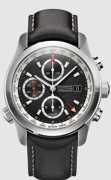 Replica Bremont Watch ALT1-WT Black Dial Leather Strap